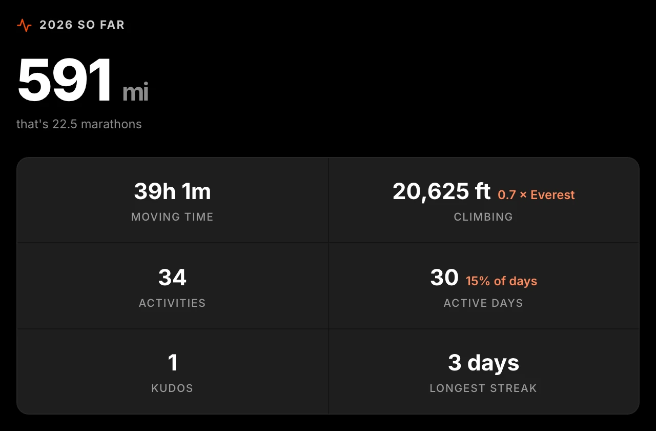 Strava plugin, Year so far view